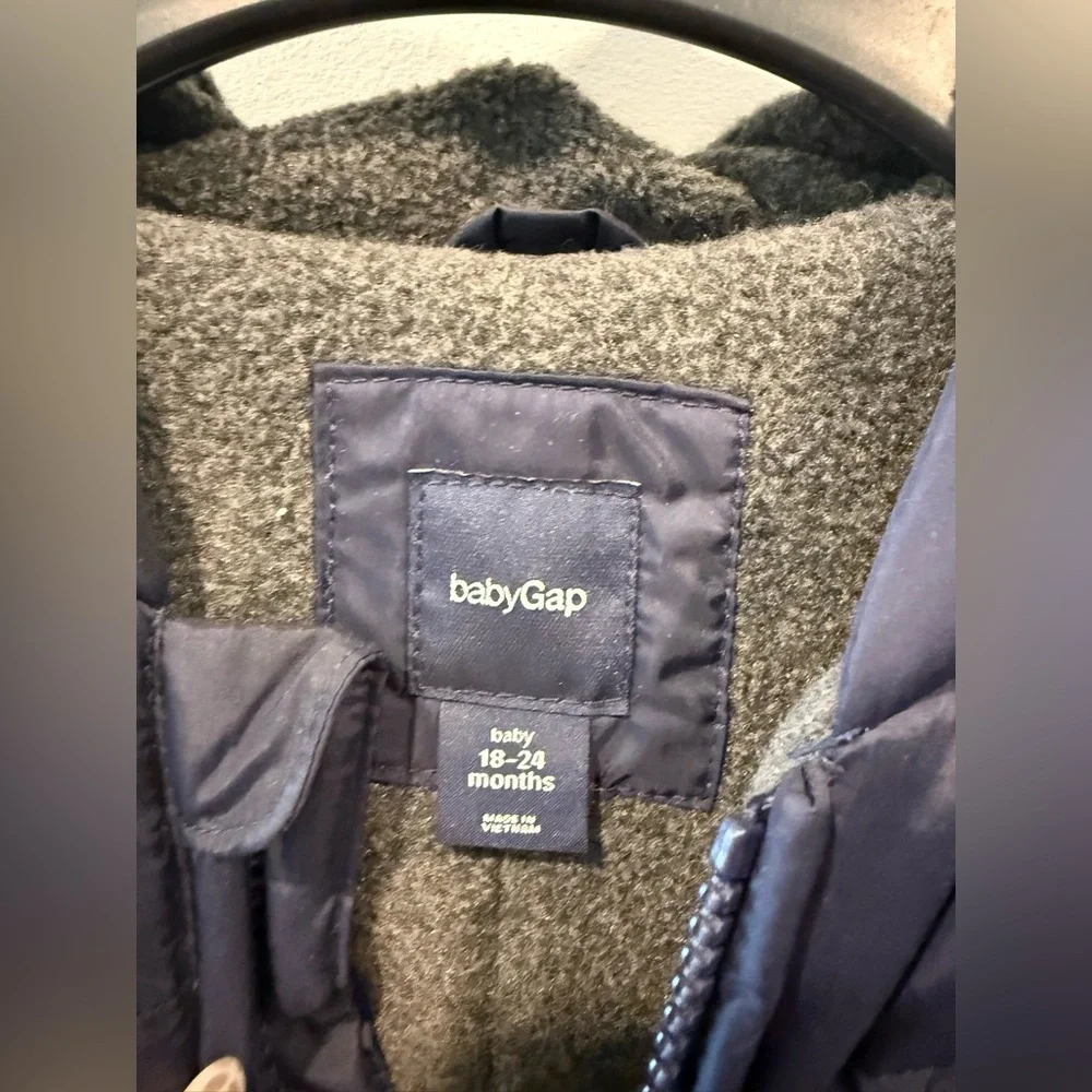 GAP Baby Infant Snowsuit Hooded 18-24 Months Fleece Lined One Piece Winter Blue
